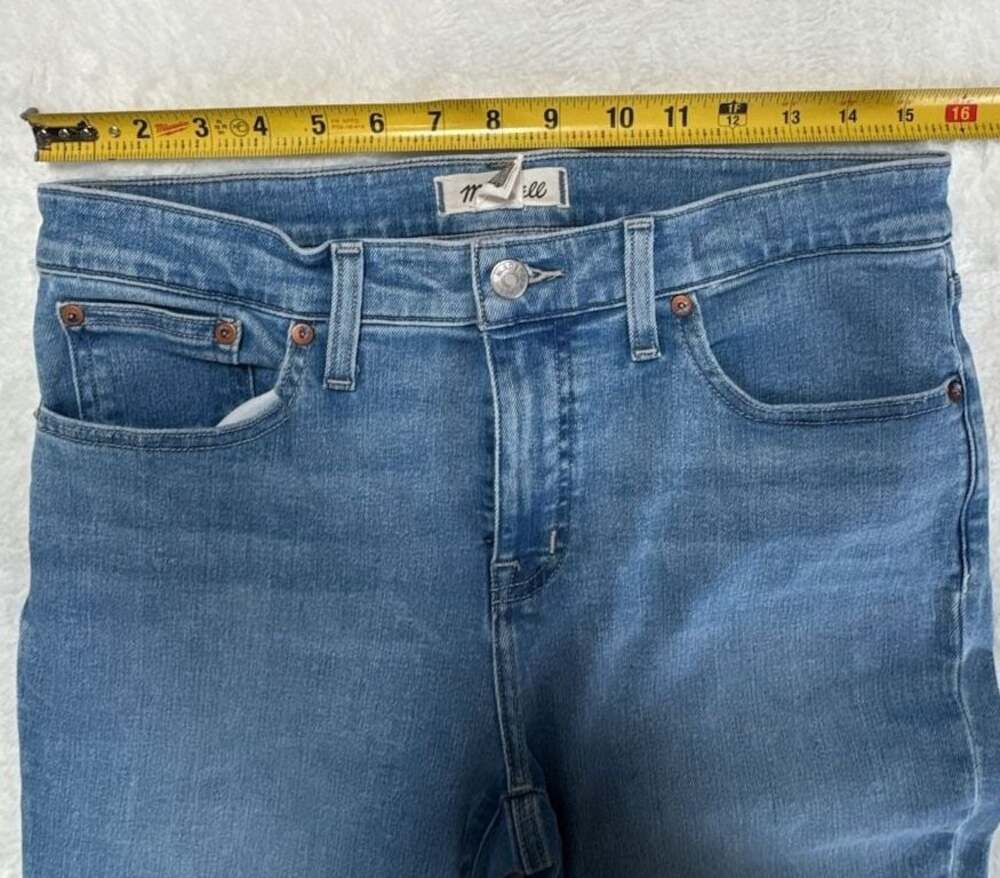 Madewell Mid-Rise Kick Out Jeans Womens 29 Petite Raw Hem Crop  Blue - Picture 5 of 7